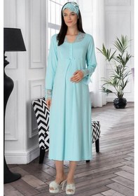 Resim Mecit Pijama Mecit 5312 Turkuaz Hamile Lohusa Gecelik 