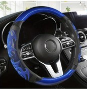 Resim Dashanshop Blue Yeni Karbon Fiber Desenli Deri Direksiyon Kılıfı Spor Moda Tüm Mevsimler Araç Aksesuarı - 