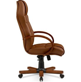 Resim Royal Konfor 2 Bilgisayar - Ofis - Müdür - Büro - Makam Çalışma Koltuğu Taba Renk Ahşap Ayaklı Taba 