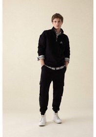 Resim DeFacto Regular Fit Jogger Eşofman Altı Kargo Cepli Basic Düz Beli Bağcıklı Lastikli Paça Y5533AZ24AUBK81 