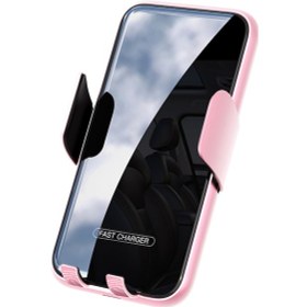 Resim Butu V8 15w Araç Hava Firar Dağı Telefon Tutucu Kablosuz Şarj Cihazı Altın Gül 