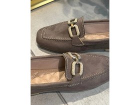 Resim Vizon Süet Görünümlü Zincir Tokalı Loafer 