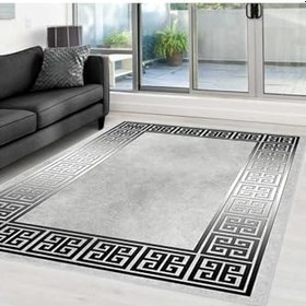 Resim Rovigo Dijital Baskı Yıkanabilir Kaymaz Taban Salon Halısı Rvg0365, Gri, 160 x 230 