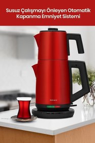 Resim GoldMaster Royal Parlak Kırmızı 17 Parça Avantajlı Elektronik Evlilik Paketi Elektrikli Mutfak Çeyiz Seti 