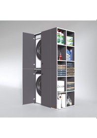 Resim Kenzlife Çamaşır-Kurutma Makinesi Dolabı Kapaklı Fedyenka Gri 180*090*60 Banyo Arkalıksız Çok Renkli 