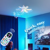 Resim Akıllı RGB Gökkuşağı LED Tavan Vantilatörü Işıklı ve Müzik Senkronize - Uzaktan Kumanda, 3 Hızlı, 3 Renkte Ayarlanabilir (3000-6500K), Zamanlayıcı Fonksiyonu, E27 / E26 Tabanı - Mutfak, Yatak Odası ve Parti Dekoru için Mükemmel, Yatak Odası Vantilatörü Işığı | Modern Tavan Vantilatörü | Çok Yönlü Fan Tasarımı, Çok Renkli Tavan Vantilatörü 