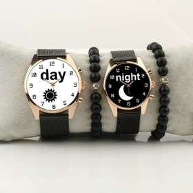 Resim STONY Day and Night Ay ve Güneş Çift Kol Saati Set Bileklik Hediye Özel Sevgili Saatleri 