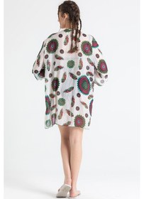 Resim Side Vual Yazlık Pareo Yeşil-beyaz 6197 - Standart Beyaz 