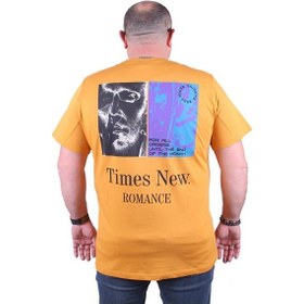 Resim Starbattal Büyük Beden Sıfır Yaka Tişört Romance 23104 Hardal - Unisex Hardal 