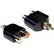 Resim Jack Dönüştürücü - 2 Dişi RCA 1 Erkek RCA 3.5 mm Jack 