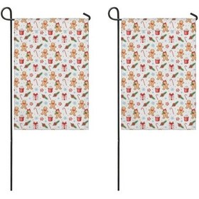 Resim Noel Desenli 2 Li Bahçe Bayrağı Seti, Çift Taraflı 12x49 İnç Açık Alan İçin 12+ 