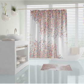Resim Zethome Tropik Dotted Banyo Duş Perdesi Tek Kanat 180X200 Çok Renkli 