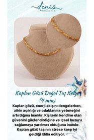 Resim Deniz Doğal Taş Sertifikalı Kaplan Gözü ( Taşlar) Doğaltaş Kolye 4 Mm, M414 