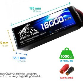 Resim Leopard Power 16000 mAh 11.1V 3S 25C UAV & Multirotor Lityum Polimer Lipo Batarya Pil 