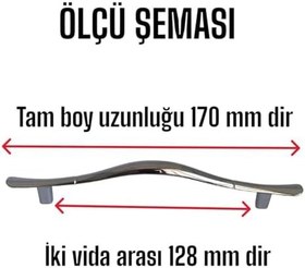 Resim Glaswen Ördek kulp Krom 128 mm Kulp Mobilya Mutfak Dolabı Çekmece Dolap Kapak Kulpu Kulbu Metal Kulp(5 Adet) 