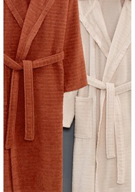 Resim 2li Kapüşonlu Bornoz Doğa Kiremit - Bej 2xl Kiremit - Bej 