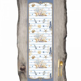 Resim Deniz Canlıları Krem Mavi Desen Ranır - Runner 