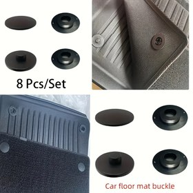 Resim 8 adet (2 Set) Evrensel Yuvarlak Araba Zemin Paspası Kaymaz Sabitleme saç tokası Seti, Çift Katmanlı Çıkarılabilir Bagaj Paspası Toka Düğmesi Ped Tokası Bobin Halı Yüzey Sabitleme Tokası 