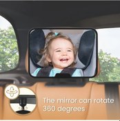 Resim Topnotch Siyah 360 Derece Dönebilir Çocuk Oto Koltuğu Aynası, Kırılmaz Hd Konveks Lens 