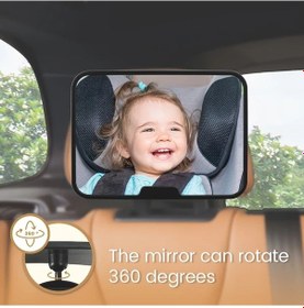 Resim Topnotch Siyah 360 Derece Dönebilir Çocuk Oto Koltuğu Aynası, Kırılmaz Hd Konveks Lens 