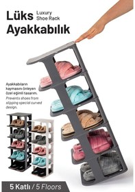 Resim Lüks Ayakkabılık Düzenleyici Organizer Portatif 5 Katlı Çok Katmanlı Farklı Kombin Seçenekli Beyaz Beyaz 