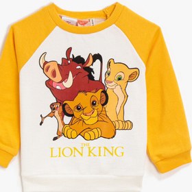 Resim Erkek Bebek Aslan Kral Lisanslı Baskılı Bisiklet Yaka Pamuklu Sweatshirt 