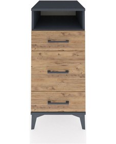 Resim Kronos Komodin Tek Raflı 3 Çekmeceli 44x59x96 Antrasit-çam Antrasit 