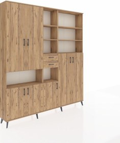 Resim Arges Dolap 17 Raflı 2 Çekmeceli 7 Kapaklı 220x30x243 Çam-çam/çam Atlas Çam/atlas Çam 