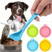 Resim 2/3 Adet Evcil Hayvan Mama Kutusu Kapakları+Kaşık, Standart Boy Köpek ve Pişik Maması İçin Uygun Silicone Güvenli Bulağa Dayanabilir Kaş Çatal Seti 