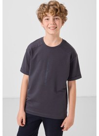 Resim Tommylife Antrasit Pamuklu Yumuşak Dokulu Oversize Baskılı Erkek Çocuk T-shirt - 11301 Antrasit 