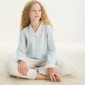 Resim Zeyzey 8753 Kız Çocuk Önden Düğmeli Uzun Kollu Pijama Takım 001 