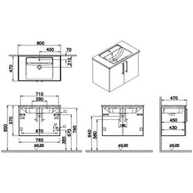Resim VitrA Root Flat Kapaklı Lavabo Dolabı 80 Cm Doğal Meşe 66386 Çok Renkli 