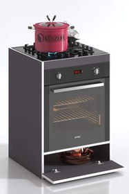 Resim Kenzlife Ankastre Modülü Kabini Berilyum Gri Fırın Ocak Dolabı Kapaklı 