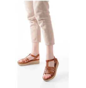 Resim İdimilla 730-142 Taba Hakiki Deri Ortopedik Taban Kadın Sandalet Çok Renkli 