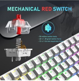 Resim T60 Beyaz Renk Kırmızı Switch Mekanik Kablolu Klavye Gaming Driverli Oyuncu Klavyesi T60 Mini Q 
