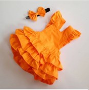 Resim Kız Bebek Elbise Romper Turuncu 
