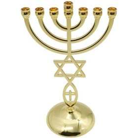 Resim Suntek Yahudi Şamdan Metal Mumluk 7 Şube Antika Tasarlanmış 