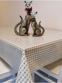 Resim Gri Ithal Pvc Muşamba - Desenli Silinebilir Masa Örtüsü 18 İhtl 08 140 X 160 