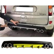 Resim Renault Kangoo Uyumlu Sarı Difüzör Çiftli Yuvarlak Egzoz Görünümlü D Tip Difizör 