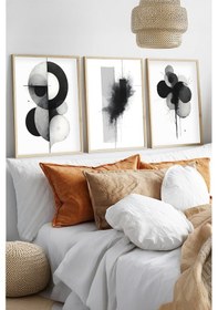 Resim Huhuli Ahşap Çerçeveli 3 Parça Set Tablo Huhu434 