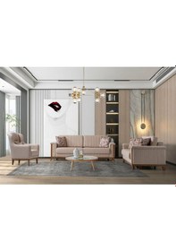 Resim Esra Ahşap Ayaklı Mekanizmalı 3+3+1 Koltuk Takımı Çok Renkli 