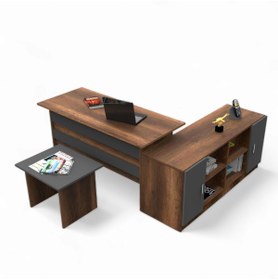 Resim L'occi Concept Diego Abf Ofis Masa Sehpa Klasör Dolabı 3'lü Büro Masa Takımı Barok-antrasit 