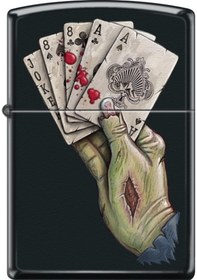 Resim Zippo Dead Man's Hand Black Matte Dizayn Çakmak Siyah 