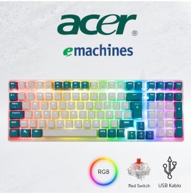 Resim Acer Emachines Eak100 Beyaz/yeşil Usb Rgb Backlight Red Swıtch Mekanik Q 101 Tuşlu Compact Gaming Klavye 