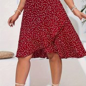 Resim Kadınlar için Şık Asimetrik Midi Etek, %100 Polyester, Tüm Yüzey Baskılı, Esnek Olmayan Dokuma Kumaş, 100g/m², İlkbahar/Yaz/Sonbahar Modası 