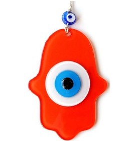 Resim Nazar Boncuklu Turuncu Fatma Ana Bereket Eli Cam Duvar Süsü 02-10mm 5yards 