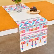 Resim Nuvomon Ethnic Geo Süet Dokulu Runner - 40x150 cm 