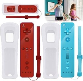 Resim Vaileal Wii için 2'li paket kontrol cihazı: Wii ve Wii U için uzaktan kumanda, Wii u Remote silikon gövdeli ve bilek kayışlı uzaktan kumanda, Nintendo Wii konsolu için kablosuz hareket sensörü Gpad 