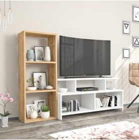Resim Meltem Çelik - BMdekor Tv Ünitesi Duru Safir Meşe 130 Cm 