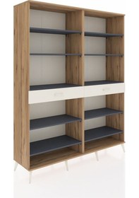 Resim Hyperion Gardrop 10 Raflı 2 Çekmeceli 176x44x221 Çam-antrasit/aytaşı Antrasit/aytaşı 